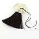 Décorations de pendentif pompon en polyester avec des accessoires en plastique CCB d'argent antique AJEW-R054-02-1