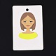 紙のピアスディスプレイカード  イヤリングホルダーカード  女の子の模様と長方形  緑黄  9x6x0.03cm  穴：5mmと1mm DIY-B061-05B-2