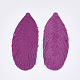 環境に優しいシープスキンレザーのビッグペンダント  羽  赤ミディアム紫  70x29x1.5mm  穴：1.5mm FIND-S301-23F-2