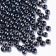 メッキガラスシードビーズ  ラウンド  ブラック  2~2.3x1.5mm  穴：0.8mm  約30000個/袋  約450 G /袋 SEED-Q025-2mm-B01-2