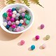 150 Stück 15 Stil gefärbte runde Perlen aus natürlicher weißer Jade G-SZ0001-08-4