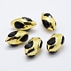 Perles d'agate noires plaquées or PEAR-F006-80G-1