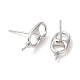 Rhodium Plated 925 Sterling Silver Stud Earring Findings STER-M114-15P-2