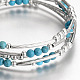 Cinq boucles enveloppent des bracelets de perles turquoise synthétiques BJEW-JB01963-01-2