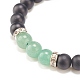 Armband mit geflochtenen Perlen aus natürlichem Lavagestein und grünem Aventurin BJEW-TA00115-04-3