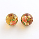 Flower Picture Transparent Glass Round Beads GFB-R004-14mm-J18-1