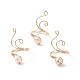 Anillos de brazalete de perlas naturales de agua dulce envueltos en alambre de cobre para mujer RJEW-JR00553-01-1