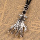 Adjustable Leather Cord Alloy Hand Skull Pendant Necklaces NJEW-L424-08A-3