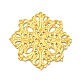 アイアン製フィリグリー透かしコネクター  エッチングされた金属装飾  花  ゴールドカラー  44x44x1mm  穴：1.4mm FIND-B020-04G-3