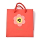 長方形の紙袋  綿ロープハンドル付き  花と言葉の花の模様  ギフトバッグやショッピングバッグ用  レッド  14x7.1x14.5cm CARB-J002-03A-04-4