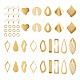 DIY ジオメトリック イヤリング メイキング キット  菱形、ティアドロップ、稲妻、葉、ハートの真鍮ペンダント、イヤリングフック、丸カンを含む  ゴールドカラー  146個/箱 DIY-TA0004-67-3