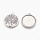 Flat Round with Tree of Life Tibetan Style Pendant Cabochon Settings X-TIBEP-K020kg-06AS-NR-2