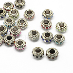 Perline europeo rhinestone  in lega, Rondelle grandi branelli del foro, colore misto, 11x7mm, Foro: 4.5 mm