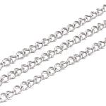 304 Stainless Steel Twist Chains, Stainless Steel Color, 4x3x0.6mm