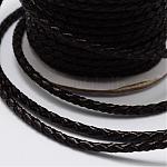 Round Braided Cowhide Cords, Coconut Brown, 3mm, about 10.93 yards(10m)/roll