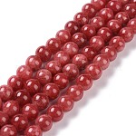 Natur persische Jade Perlen Stränge, gefärbt, Runde, rot, 8 mm, Bohrung: 1.2~1.5 mm, ca. 50 Stk. / Strang, 16 Zoll