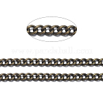 Latón retorcido cadenas, cadenas del encintado, sin soldar, con carrete, oval, sin plomo y níquel y cadmio, Bronce antiguo, 2.5x2x0.5mm, aproximadamente 301.83 pie (92 m) / rollo