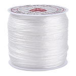 Flat Elastic Crystal String, Elastic Beading Thread, for Stretch Bracelet Making, Dyed, White, 0.8mm, about 65.61 yards(60m)/roll