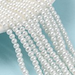 Abalorios de abalorios redondas de abalorios de vidrio perlado pintado para hornear, blanco, 4~5mm, agujero: 1 mm, aproximamente 210 pcs / cadena, 31.4 pulgada