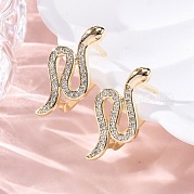 Серьги-кольца из латуни с прозрачным фианитом EJEW-Q014-36G