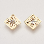 Brass Micro Pave Cubic Zirconia Charms KK-T048-045G-NF