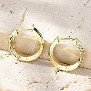 Серьги-кольца из латуни с микропаве из прозрачных кубических цирконий EJEW-D311-006G