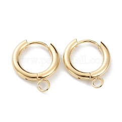 201 orecchini a cerchio huggie in acciaio inossidabile, con anello orizzontale e perno in acciaio chirurgico inossidabile 316, vero placcato oro 24k, 18x15x2.5mm, Foro: 2.5 mm, ago :1mm