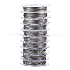 Fil de queue de tigre résistant au ternissement, fil d'acier inoxydable 201 recouvert de nylon, couleur inoxydable, 0.38mm, environ 32.8 pied (10 m)/rouleau, 10 rouleaux / groupe