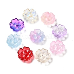 Cuenta de vidrio transparente, flor, color mezclado, 13x13.5x4.5mm, agujero: 1.5 mm