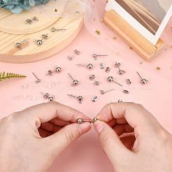 120 paio di orecchini a perno con sfera in acciaio inossidabile 304 con passante&nbsp;DIY-DC0001-12