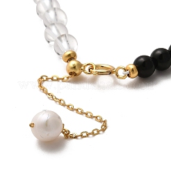 Armbänder aus natürlichem Obsidian und natürlichem Quarzkristall sowie Perlen aus mehreren Mondsteinen&nbsp;BJEW-E098-15G