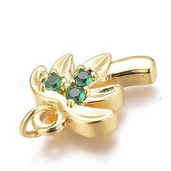 Ciondoli in ottone con micro pavé di zirconi verdi&nbsp;ZIRC-O035-14G