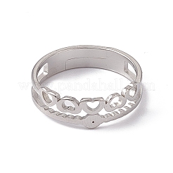 Anlaufgeschützter 201 Edelstahl-Fingerring mit ausgehöhltem Herz und bösem Blick für Damen&nbsp;RJEW-C045-06P