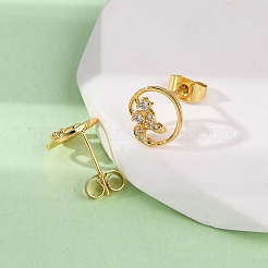 Latón micro pave aretes de circonita cúbica transparente&nbsp;EJEW-D328-04G-02