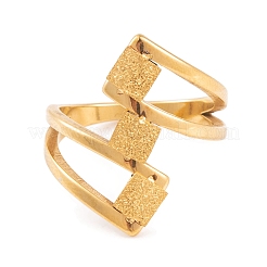 Anello quadrato in acciaio inossidabile 304 con placcatura sotto vuoto in PVD per donna&nbsp;RJEW-C086-24-G