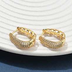 Boucles d'oreilles créoles en laiton zircon cubique micro pavé&nbsp;EJEW-C182-07E-G