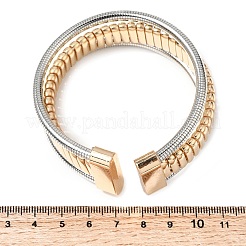 Bracelets manchettes en fer bicolore à plusieurs rangs de chaînes serpent pour femmes&nbsp;BJEW-P390-01A-A