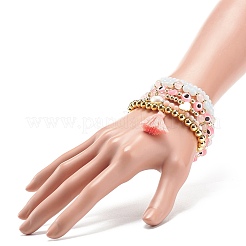 6 pz 6 stile naturale e sintetico misto pietre preziose e perle e resina set di braccialetti elasticizzati malocchio&nbsp;BJEW-JB08885