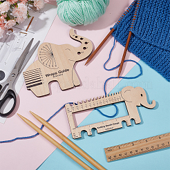 1 Set Stricknadellehre aus Holz in Elefantenform und Führungsbrett für Garnwicklung&nbsp;DIY-BC0006-94