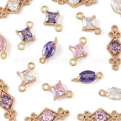 18 pièce 9 styles de liens/connecteurs en verre transparent pavé en laiton&nbsp;GLAA-FS0002-35