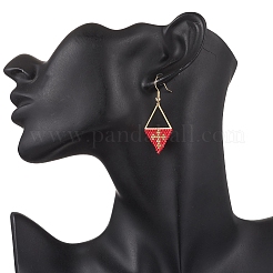Handgefertigte Glasperlen-Rhombus-Ohrhänger&nbsp;EJEW-MZ00542