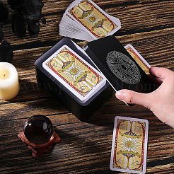 Cajas de colección de cartas del tarot de hierro con estampado de nudos y estrellas&nbsp;AJEW-CN0007-91A
