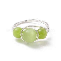 Anello da dito con perline occhio di gatto&nbsp;RJEW-JR00560-02