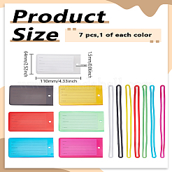 7 Stück rechteckiger PVC-Gepäckanhänger in 7 Farben&nbsp;AJEW-LP0010-89