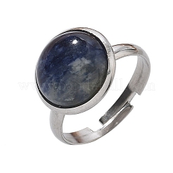 Bagues demi-rondes en sodalite naturelle&nbsp;RJEW-M062-01P-09