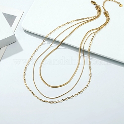 Catene in acciaio inox collane a tre strati&nbsp;NJEW-D054-01A-01G