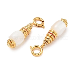 Décorations de pendentifs en laiton émaillé et coquillage blanc&nbsp;KK-D113-02G
