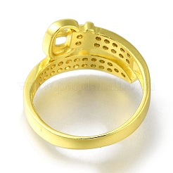 Anelli aperti da donna con micro pavé di zirconi cubici trasparenti a forma di cintura con placcatura a cremagliera&nbsp;RJEW-H232-02G