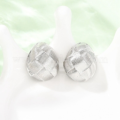 Boucles d'oreilles à clous ovales en laiton tressé&nbsp;EJEW-D351-06P