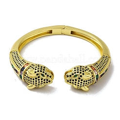 Bracelet en laiton pavé de zircons cubiques transparents et verts&nbsp;BJEW-K246-20A-G